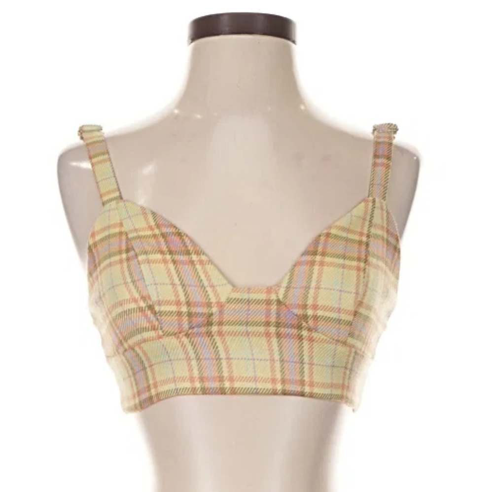 Song of Style Crop top/bustier yellow plaid